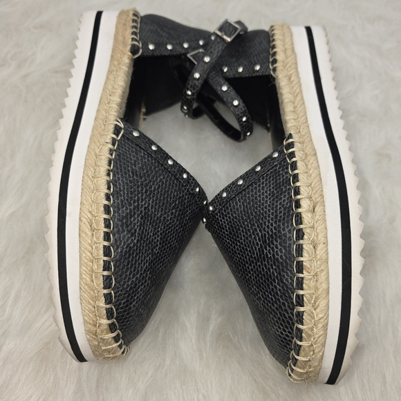 Jennifer Lopez Black Snakeskin Studed Espadrilles Size 7.5 - Picture 6 of 12